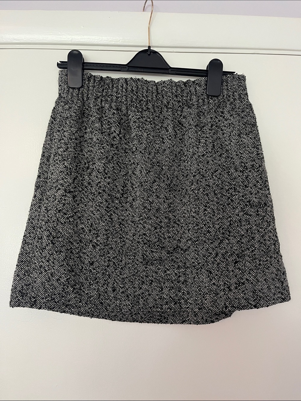 J. Crew Classic Herringbone Knit Mini Skirt - Black & White